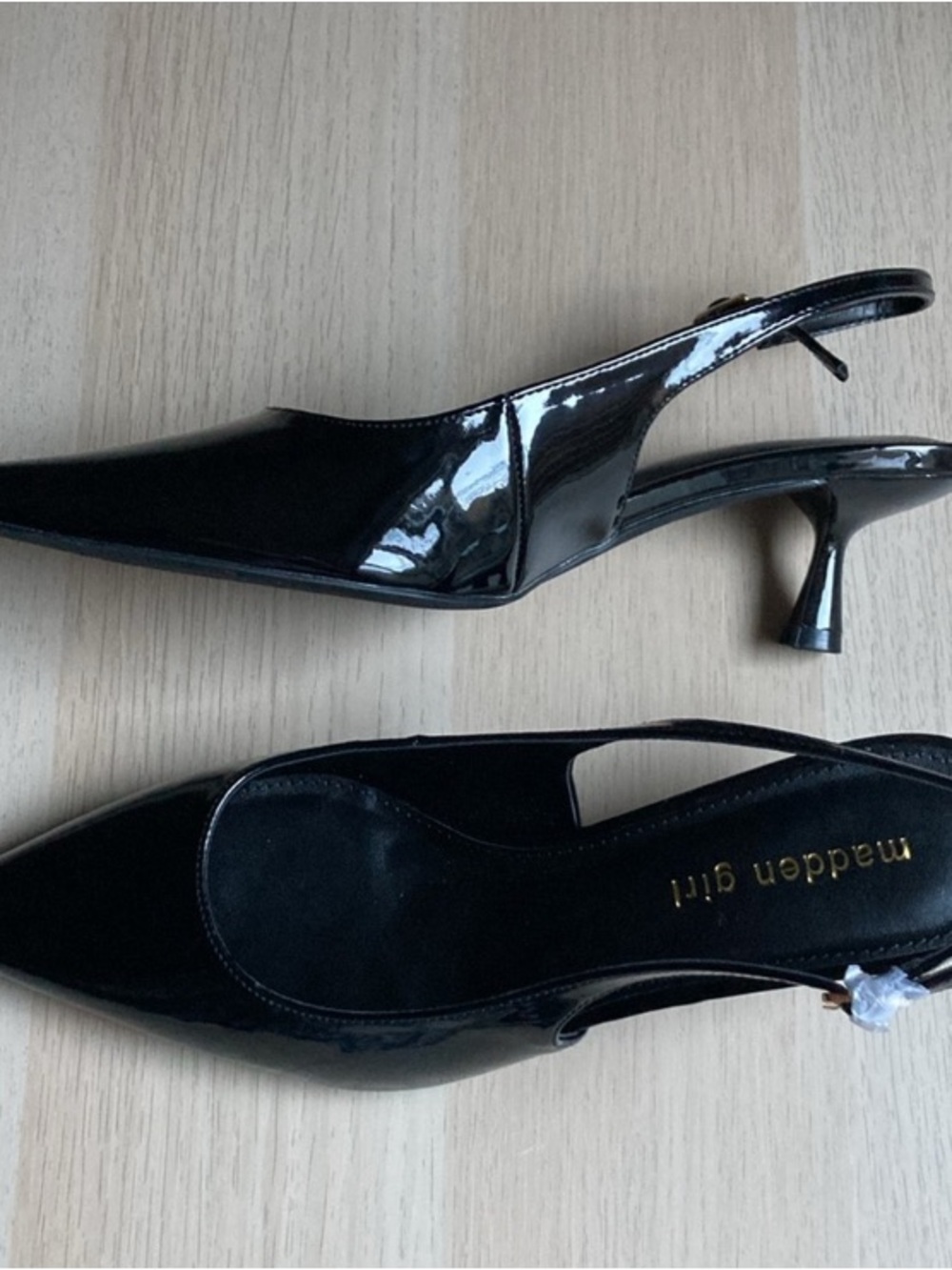 NEW Madden Girl Valeriee Black Patent Pointed Slingback Kitten Heel, Size 8.5 - Picture 7 of 8